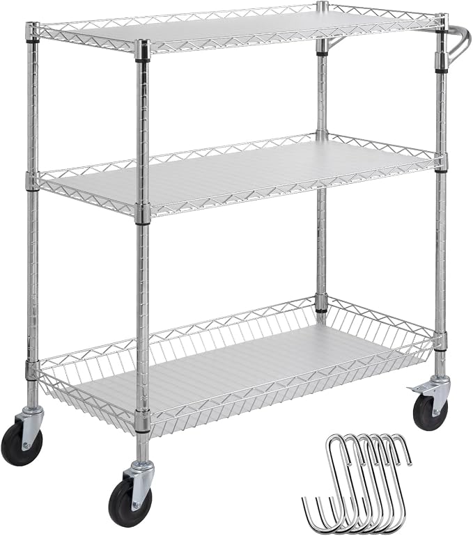 VEVOR Kitchen Utility Cart, 3 Tiers, Wire Rolling Table by VEVOR