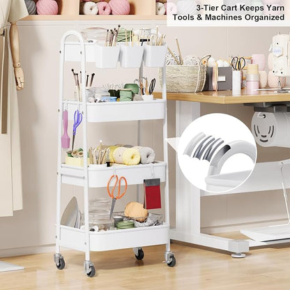 White 4 Tier Rolling Cart Metal - Image 5