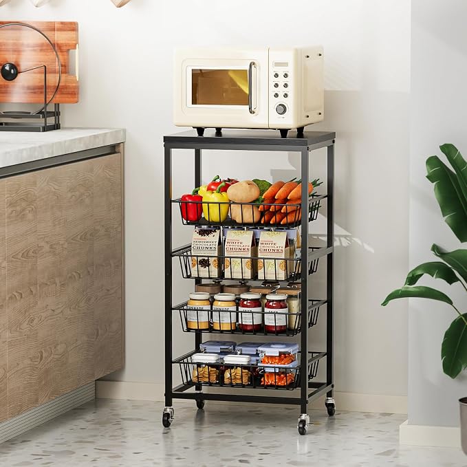 Snack Cart, 5-Tier Kitchen Carts on Wheels - Image 8