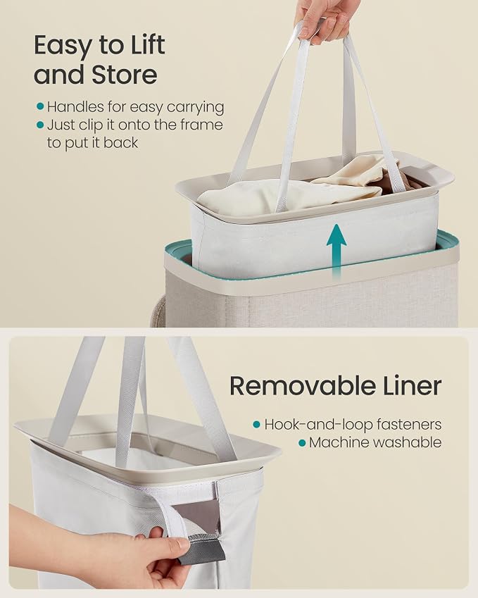 SONGMICS Laundry Basket, 17.2 Gal. Laundry Hamper, Easy Assembly, - Image 5