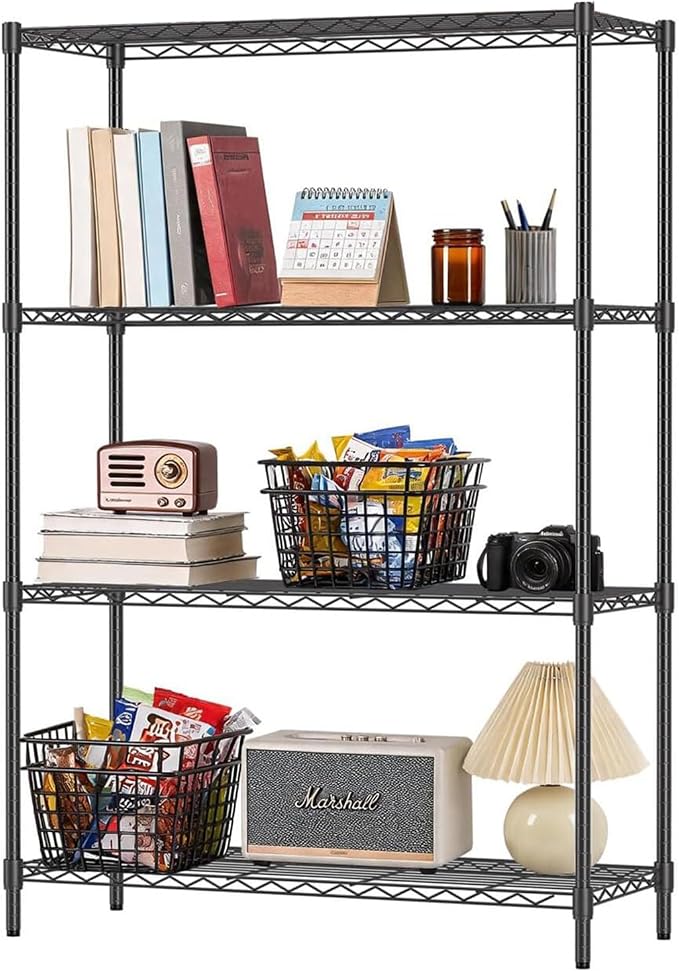 FDW | 4-Tier Wire Shelf | 36" x 14" x 54" | Black | Storage Shelves by FDW