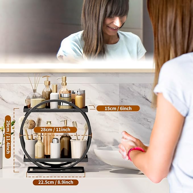 Bathroom Counter Organizer, 2 Tier Bathroom Organizer Countertop, Vanity Makeup - Image 3