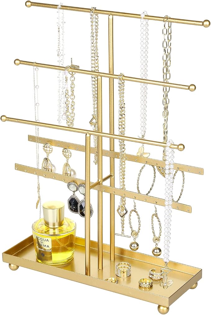 MyGift 5-Tier Gold Metal Jewelry Organizer Stand by MyGiftHome