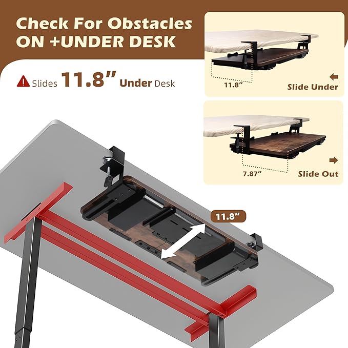 Large 26.77" Keyboard Tray Under Desk - Image 5