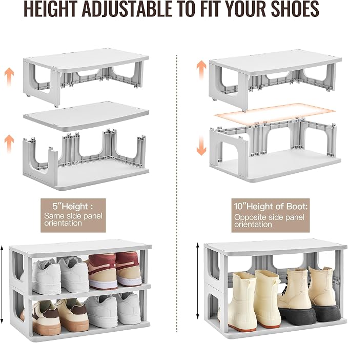 TRZZ 5-Tier Shoe Rack, Narrow Stackable Organizer, Vertical Efficient Shoe - Image 5