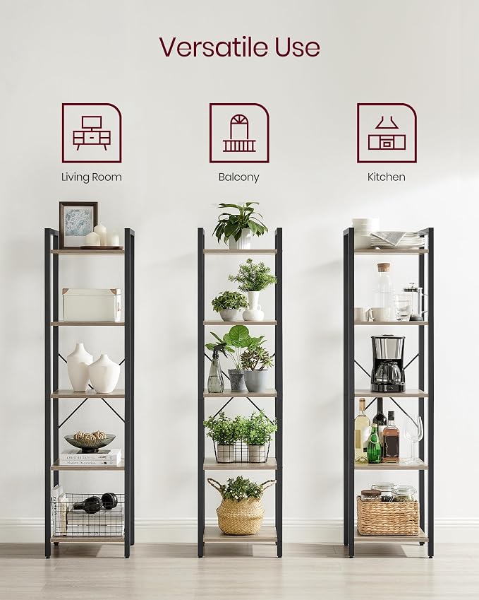 VASAGLE 5-Tier Bookshelf, Bookcase - Image 8