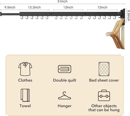 Wall Mounted Clothes Hanger, Clothes Drying Rack, Laundry Drying Rack, Drying - Image 7