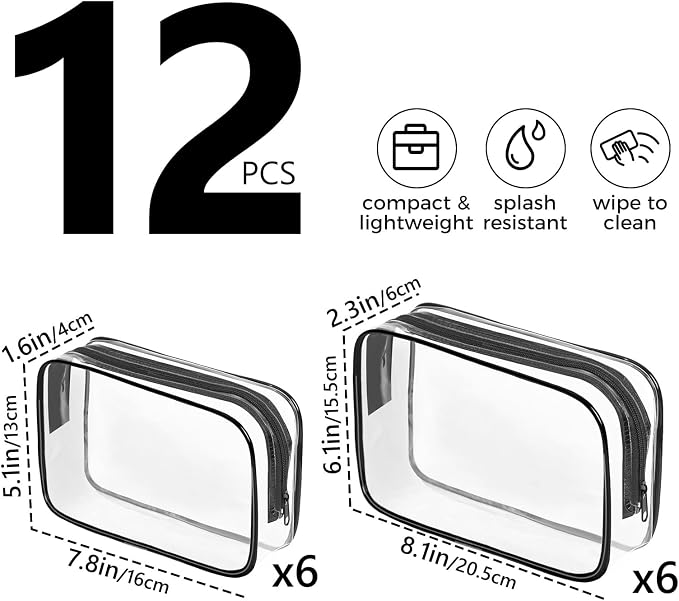AURUZA Clear Makeup Bag, Portable Travel Toiletry Bags - Image 2