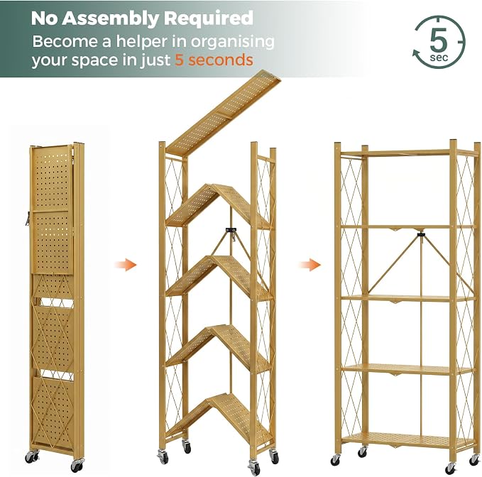 DEANIC 5-Shelf Folding Bookcase - Image 5