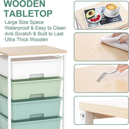 Utility Cart with 4 Drawers, Rolling Storage Cart with Drawers, Storage Rolling - Image 5