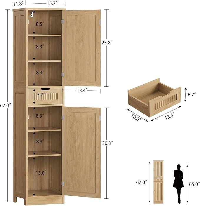 Iwell Tall Narrow Storage Cabinet - Image 3