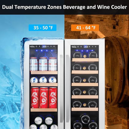 Wine and Beverage Refrigerator, 24 Inch Dual Zone Fridge - Image 2