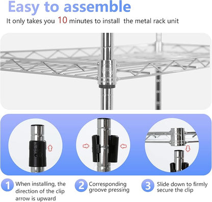 FDW 3 Tier Wire Shelving Units Metal Storage Rack 23L x 13W x 30H Adjustable - Image 4
