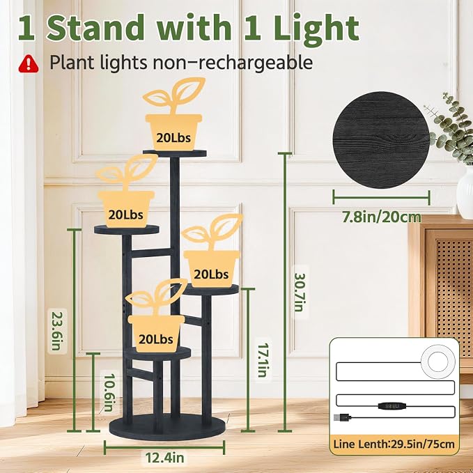 ASZOLA 4 Tiered Wood Plant Stand Indoor Corner - Image 2