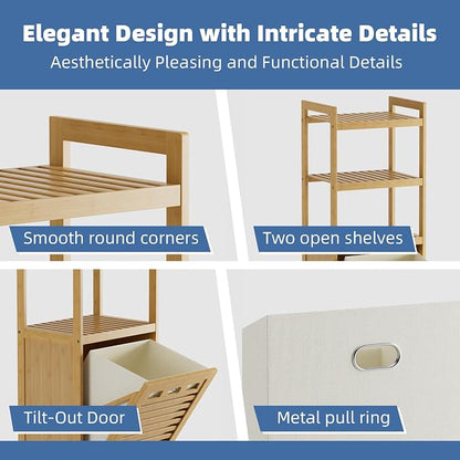 HITNET Tilt Out Laundry Hamper, Bamboo Laundry Basket - Image 6