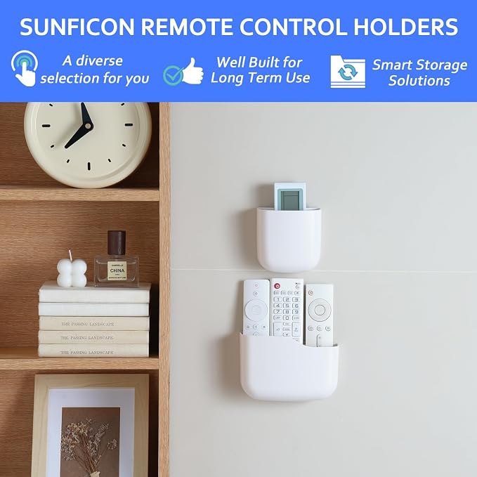 SUNFICON Wall Mount Remote Holder TV FAN Remote Control Holder Bedside Caddy - Image 4