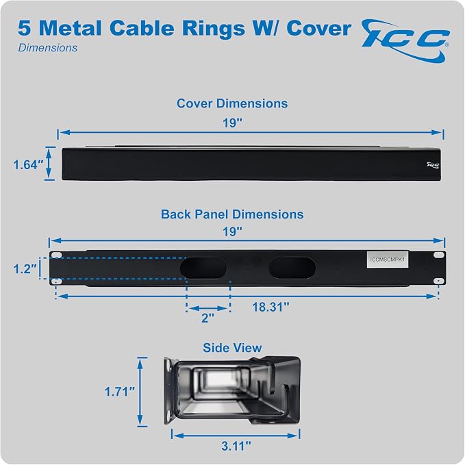 ICC 1U Ring Cable Manager Panel - Image 8