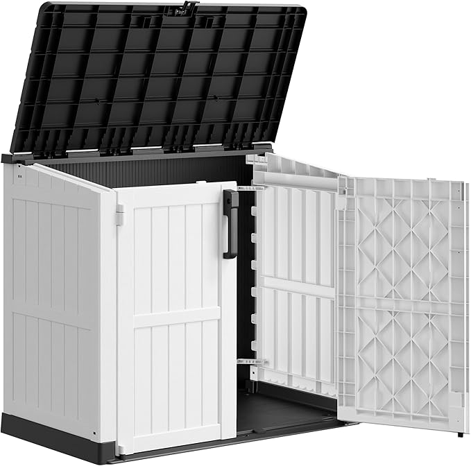Plastic Outdoor Storage Shed, 36 Cu Ft Waterproof Outdoor Storage Cabinet by WTFGO