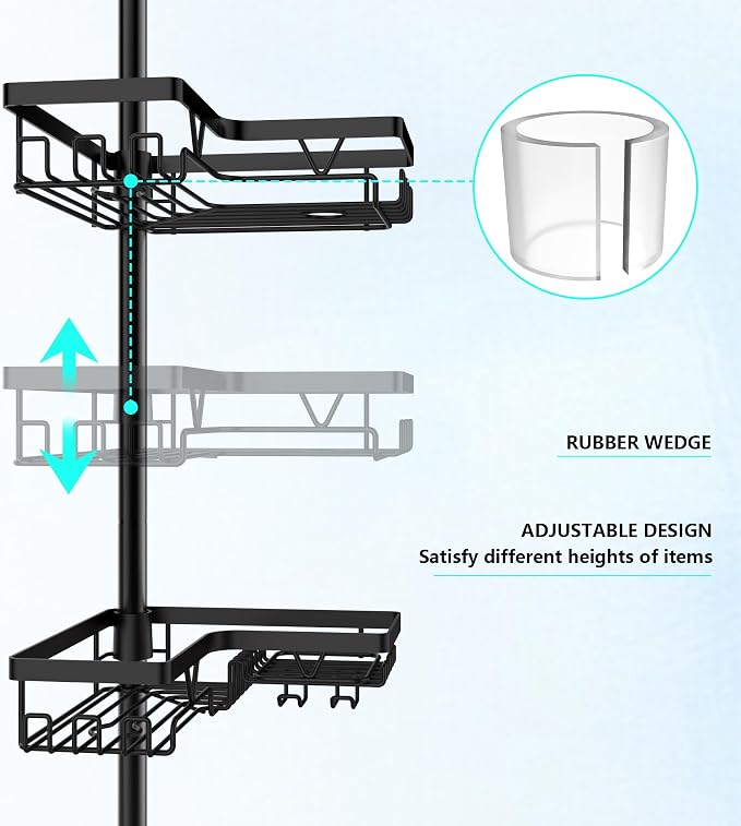 DAOYA Shower Caddy Tension Pole Corner - Image 3