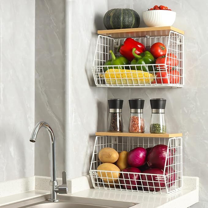 Mefirt Fruit Basket, 2-Tier Fruit Bowl - Image 2