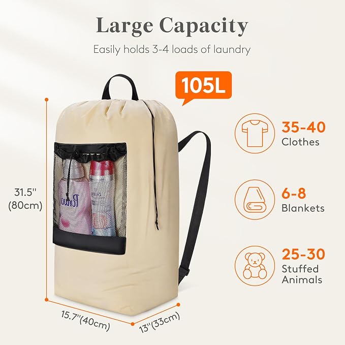 Lifewit Laundry Bag, Extra Large Laundry Backpack - Image 2