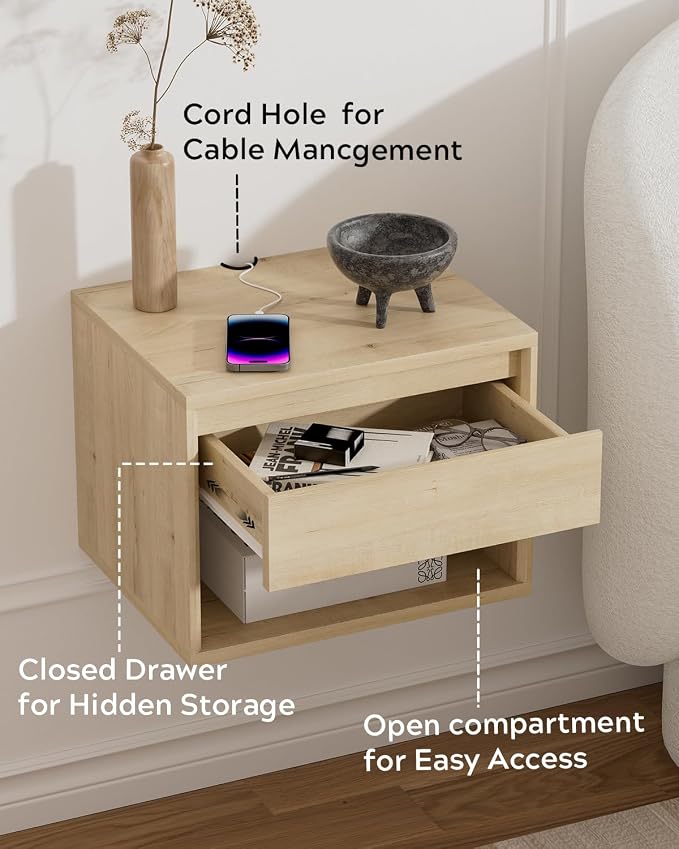 Floating Nightstand Set of 4, Wall Mounted Bedside Table - Image 3