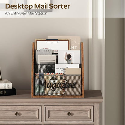 Magazine Holder, Wood Magazine Rack Floor, Mail Organizer Countertop, Magazine - Image 3