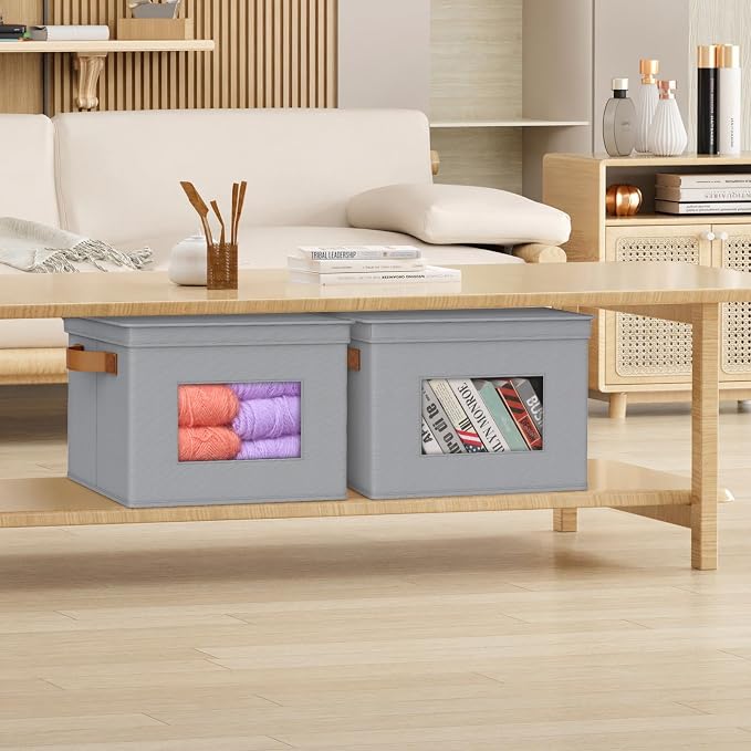 Univivi Storage Bins with Lids Collapsible Foldable Closet Storage Boxes - Image 6