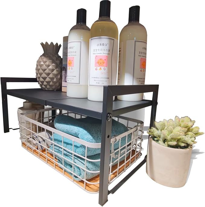Expandable Cabinet Shelf Organizer 16-26" L Stackable Kitchen Counter Shelf by Urhomeyplus