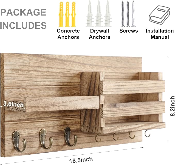 Lwenki Mail Organizer for Wall Mount – Key Holder - Image 7