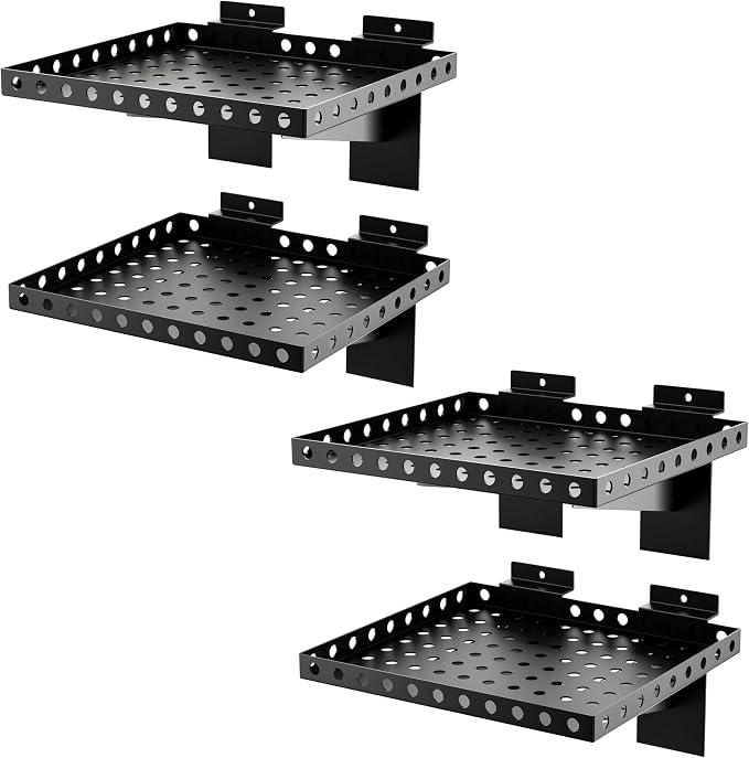 4 Pack Slatwall Shelves, Heavy Duty Metal Slat Wall Shelf by BOBIBAN