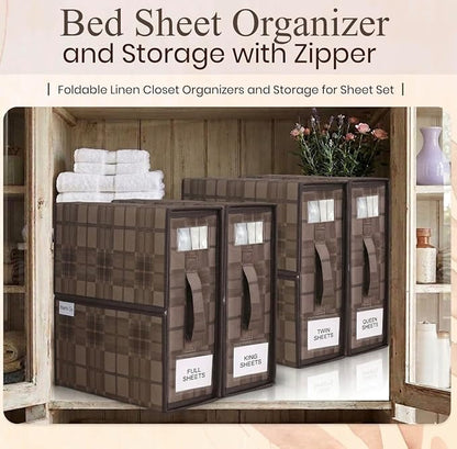 4 Pack Bed Sheet Organizer and Storage - Image 3