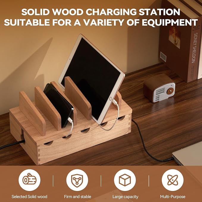KIRIGEN Wood Charging Station Rack Organizer - Image 2