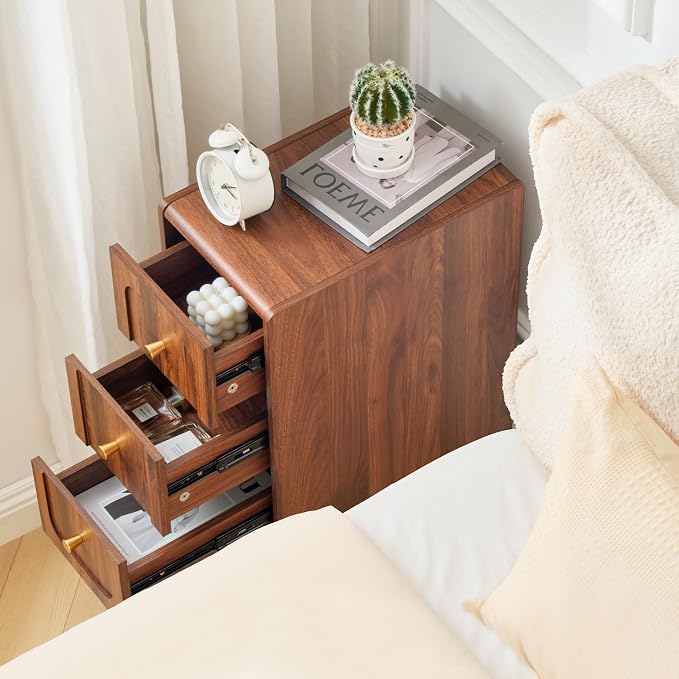 Small Nightstand Set of 2, Narrow Nightstand Slim Couch Side Table - Image 5