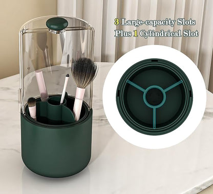 Makeup Brush Holder with Dustproof Cover, Olive Green - Image 6