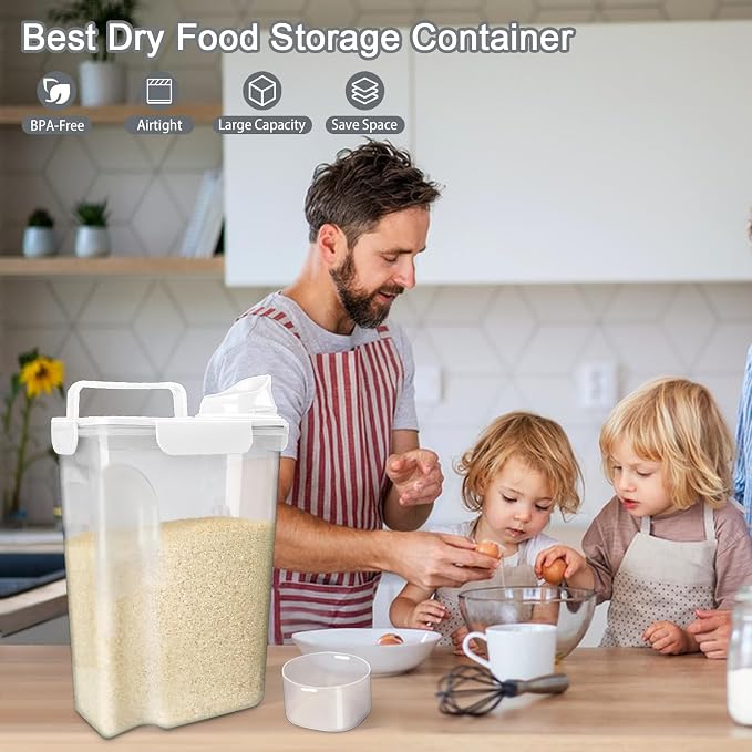 Komzon Rice Container, Airtight Rice Storage Container 10lb, Cereal Containers - Image 4