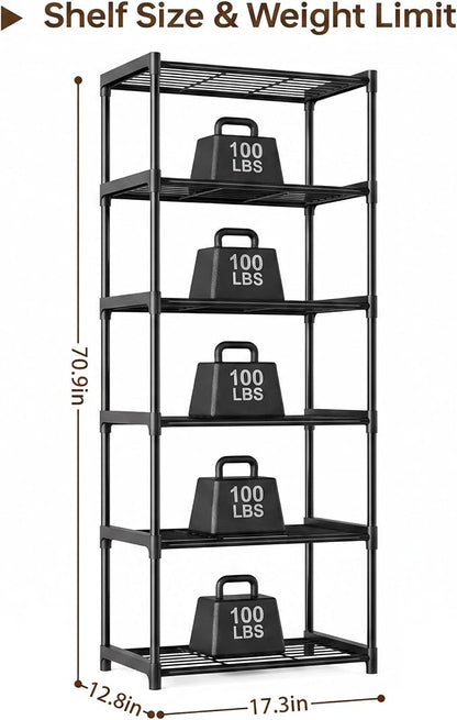 6-Tier Storage Shelves with Plastic Connectors – Metal Shelf Organizer - Image 3
