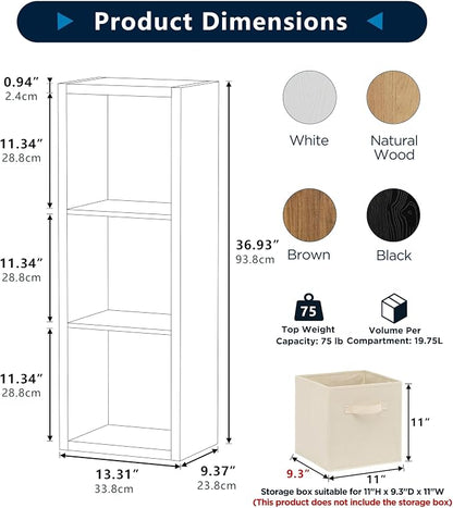 3 Cube Storage Organizer Single Row, Cube Shelf - Image 2