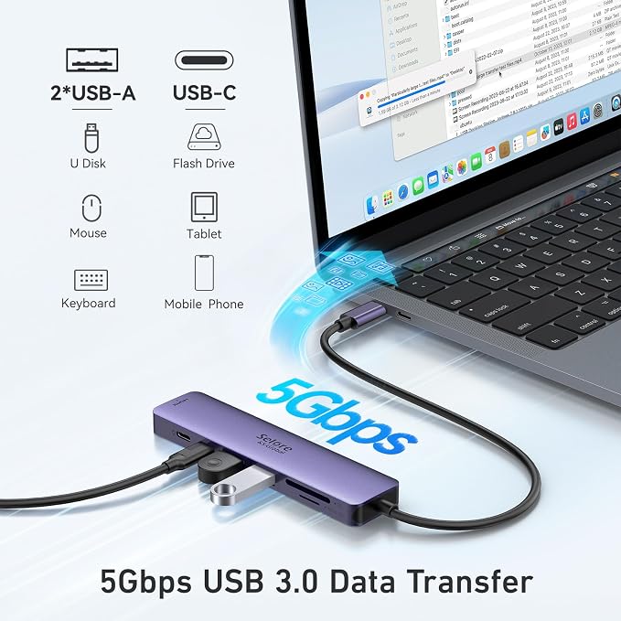 USB C Hub HDMI Adapter for MacBook Pro/Air, 7 in 1 USBC Dongle - Image 5
