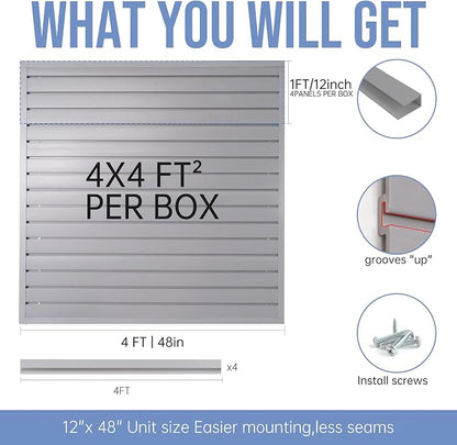 Slatwall Panels Garage Slat Wall Storage Systems 4'x4', Slat Wall Paneling - Image 4