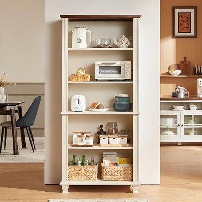 70" Tall White Bookshelf, 5 Tier Wood Book Shelf - Image 6