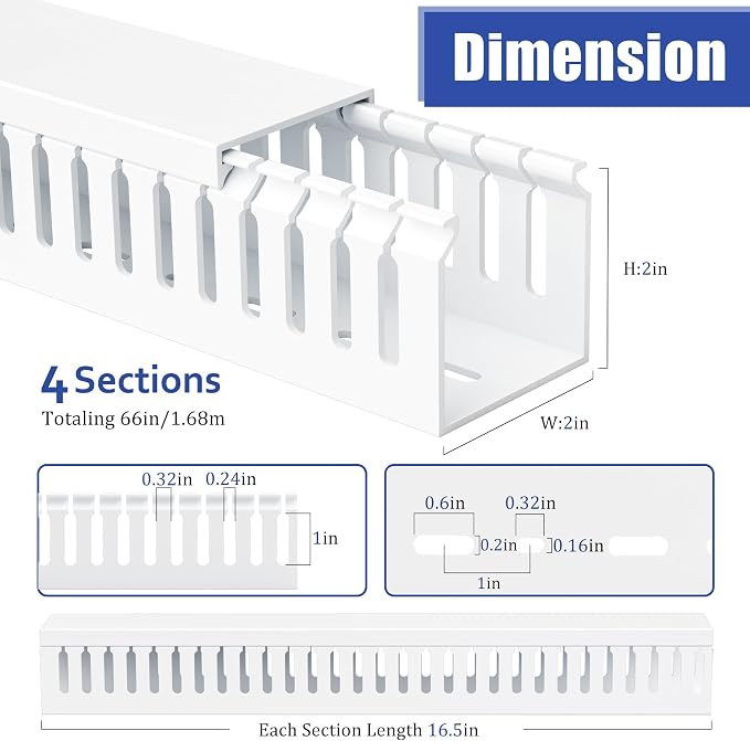 ZhiYo 66in Professional Server Rack Cable Management Raceway, H2in x W2in Cable - Image 2