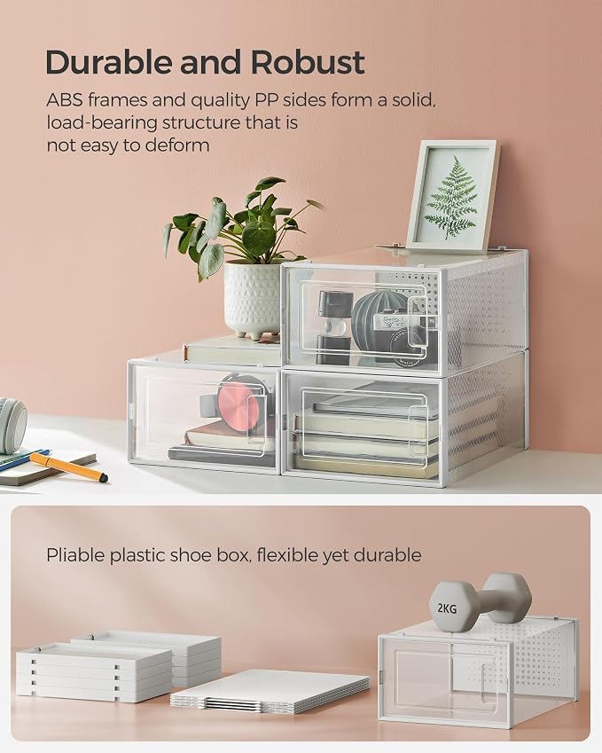 SONGMICS Shoe Boxes, Stackable Clear Plastic Boxes - Image 5