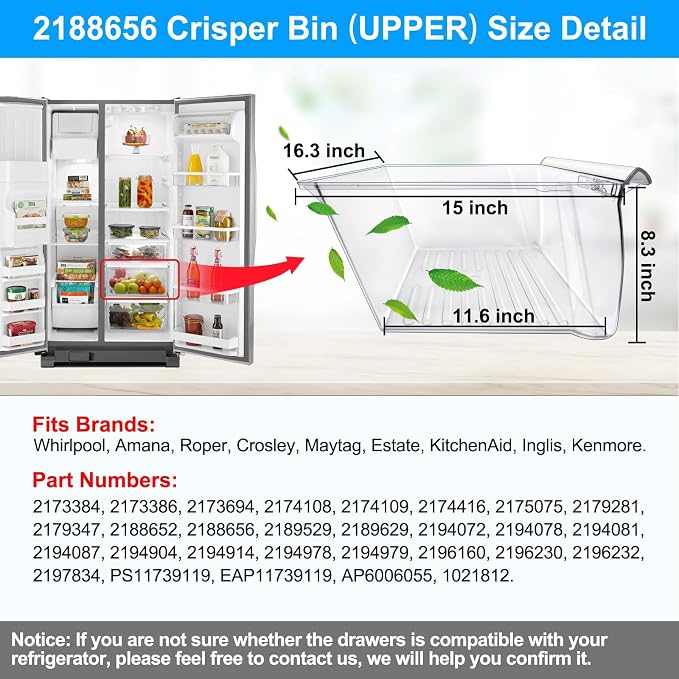 Upgraded 2188656 Fridge Crisper Drawer Humidity Control Drawer UPPER & 2188664 - Image 5
