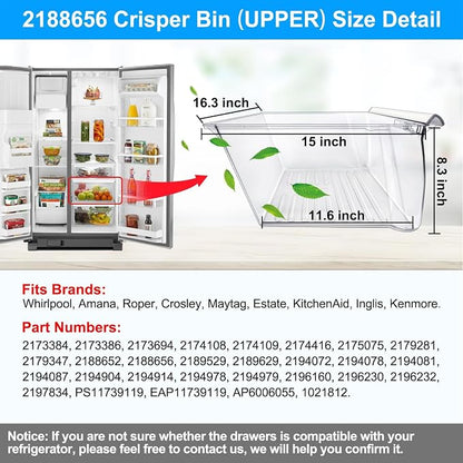 Upgraded 2188656 Fridge Crisper Drawer Humidity Control Drawer UPPER & 2188664 - Image 5
