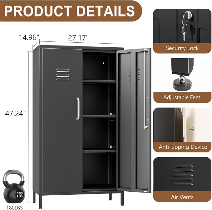 pozdeg 47.24" Metal Storage Locker - Image 3
