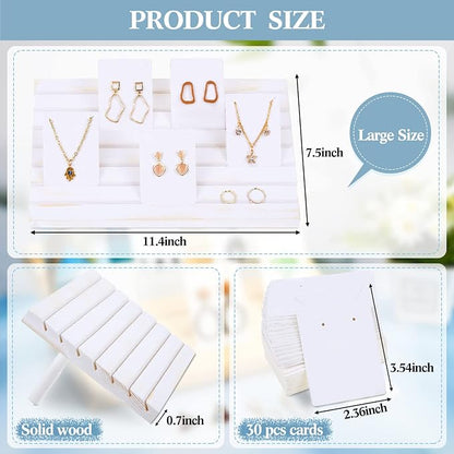 Blulu 31 Pack Wooden Earring Display Stand 7 Slots jewelry Display Holder - Image 2