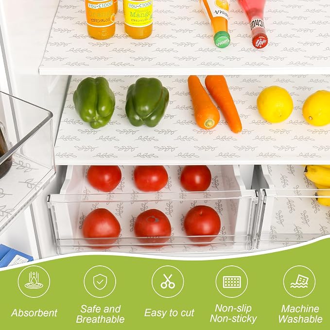 Cooyes Refrigerator Drawer Liners, Premium Absorbent Fridge bin Liners Non-Slip - Image 2