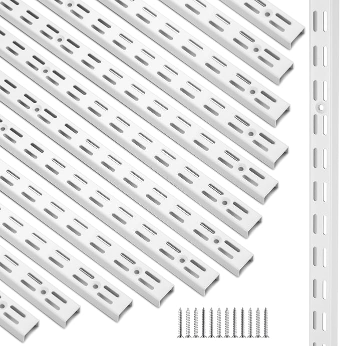 12 Pack 25 Inch Dual Track Upright Wall Shelving System Shelf Bracket Twin Slot by Unknown