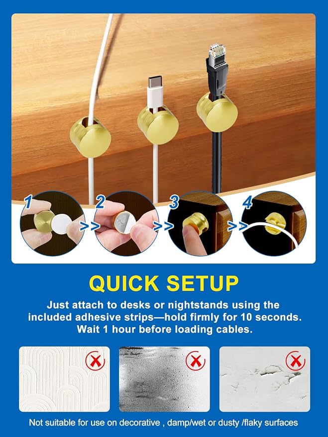 3 Pack Upgraded Cord Management Clips - Image 5